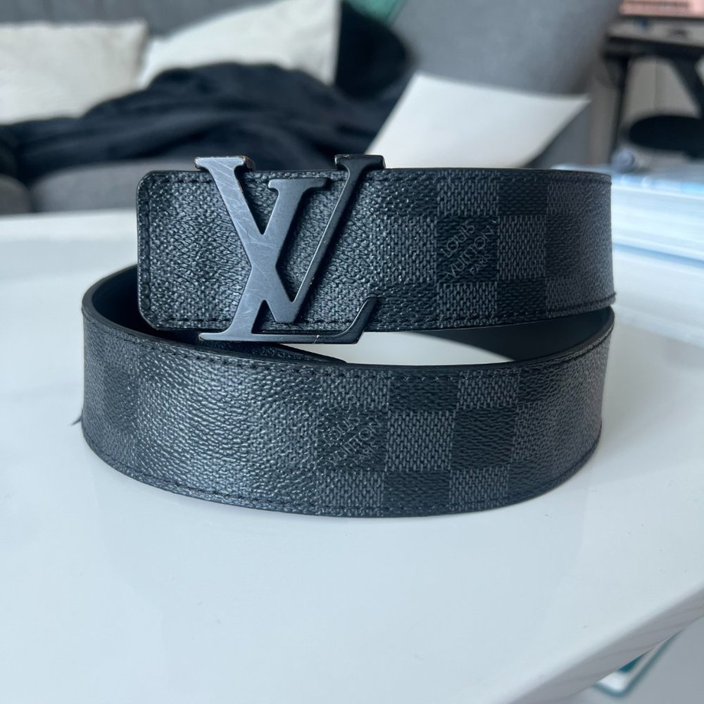 Louis Vuitton Men's Belt Damier Matte Black Size 36 (also fits waist size 28/30)